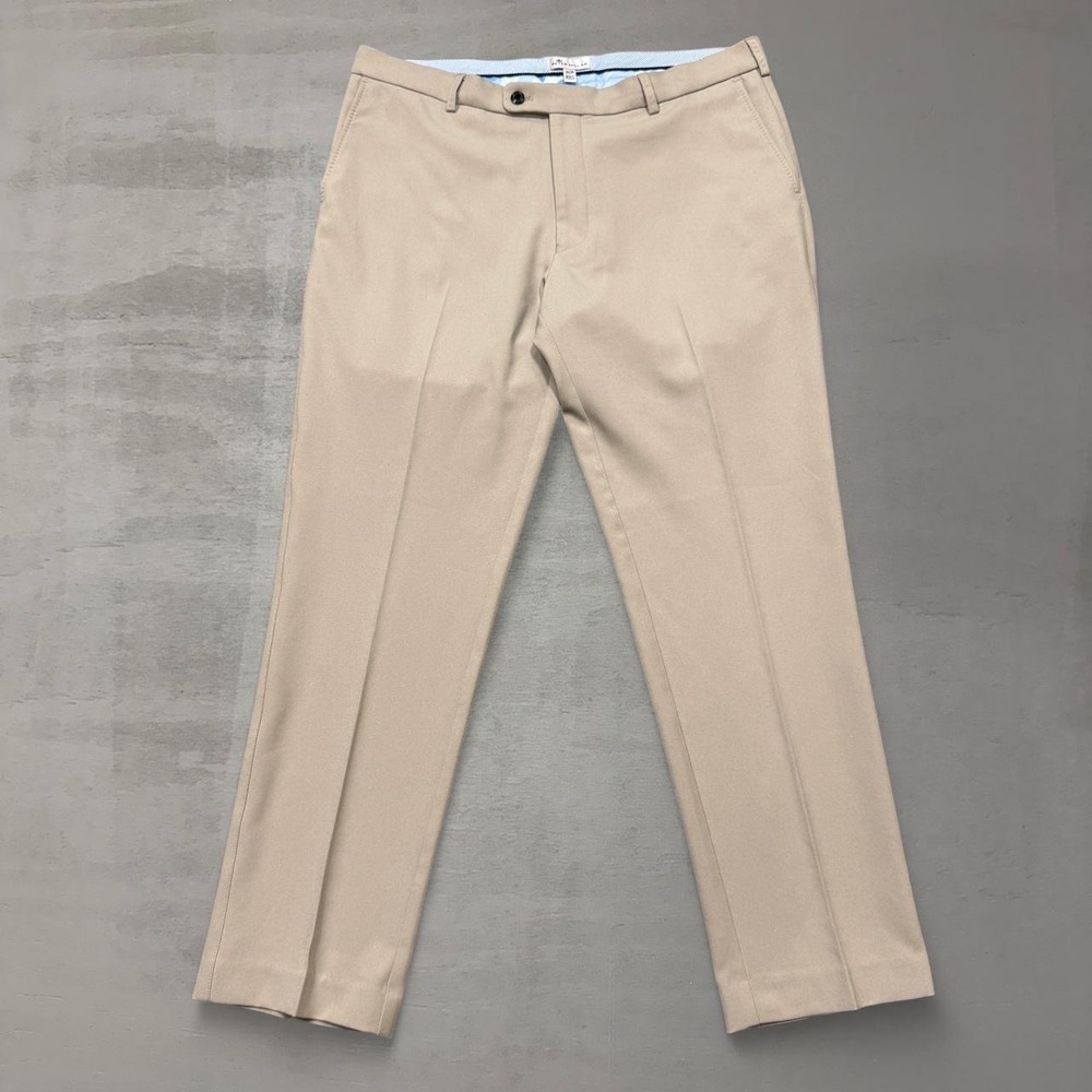 Peter Millar Crown Sport Pants Khaki Tan Beige Performance Golf Trousers 36 x 30